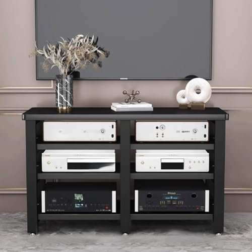 GUQASDV Meuble Rangement Salon, Rack Rangement CD, Support de Stockage Audio, Support de Rangement Audio Moderne en Bois D'ingénierie E1 3 Couleurs 3 Tailles(Nero,4 Layer)
