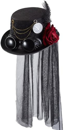 Lpitoy Steampunk-hüte Schutzbrille Und Schleier, Viktorianischer Punk-Hut, Halloween-kostümhut Für Damen