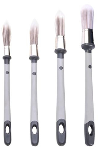 TRKETK 4 Pièces Pinceau Rond à Rechampir Manche Ergonomique bi Matière pour Cadre de Fenêtre Pinceaux de Peinture Tous Types de Peinture Coins de Maison et Décoration d'intérieur