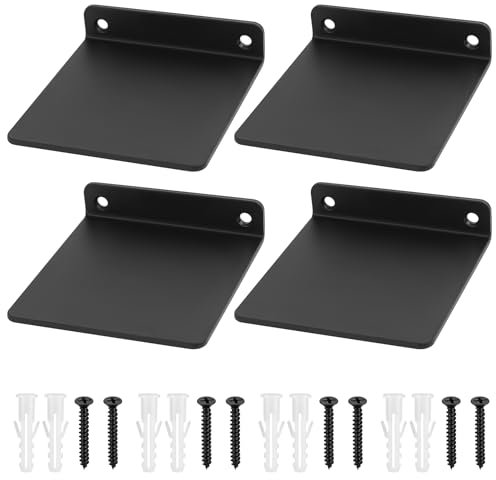 4 STK Kleine Wandregal Schwarz, Mini Regal Wand, Schwarze Schweberegale für Wände, Regalbrett Schwarzes Regal kinderzimmer, Bücherregal Dekoration wandboard für Küche Badezimmer Wohnzimmer, 11x10x2,3