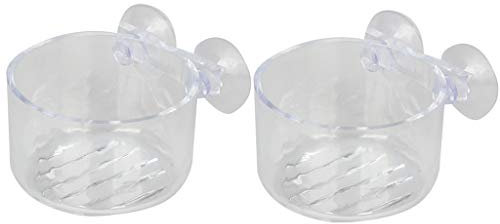 CVZJ 2 confezioni di cibo per acquario con vermi vivi, gamberetti e pesci, piccole tazze in acrilico trasparente con ventosa in acrilico