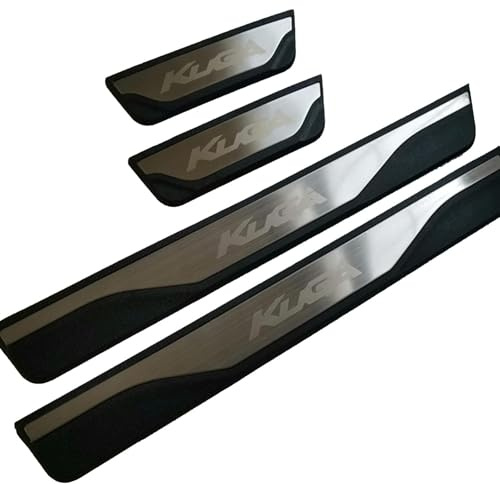 KLHYWEN 4 Stück Auto Einstiegsleisten Schutzfolie für Fo-rd Kuga 2013-2019 Türschwelle Lackschutz, Edelstahl Aufkleber Kantenschutz Styling Tuning Zubehör,Silver