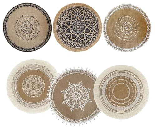 6 Pezzi Tovagliette Colazione, Tovagliette Rotonde, Tovagliette Rotonde Bohémien, Tovagliette PUò Essere Usato Come Oggetti Di Scena per Le Riprese E Decorazioni per La Tavola(A)