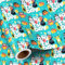 RUSPEPA Monster-Geschenkpapier, Mini-Rolle, süßes Monster-Design mit Luftballons, Sternen und „Happy Birthday“-Schriftzug für Geburtstage und Feiern, 43,2 cm x 5 m