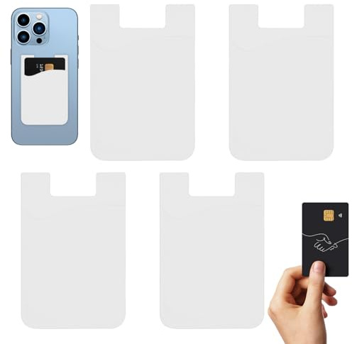 Bsbkoj Phone Card Holder, Cellphone Wallet Pocket, 4X Adhesive Phone Case Sticker Grip, Adorable ID Credit Cards, Smartphone Accessories for Men and Women, 2.2x3.39 inches