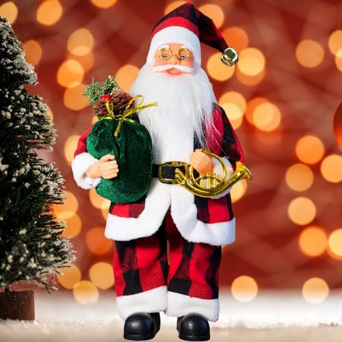 Dazhtu Ornamento di Babbo Natale da 39 cm in Piedi Figura di Babbo Natale Rosso Tradizionale Decorazione di Natale per la Decorazione della Festa di Natale dell'esposizione della casa Decoro Regali