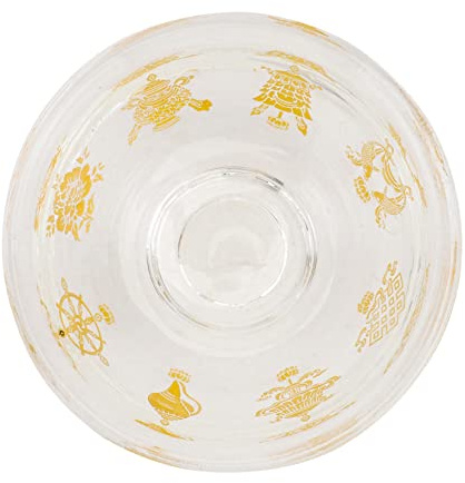 Healifty Buddha Offering Bowl Crystal Sacrifice Water Cup with Golden Eight Auspicious Symbols, White 90# Crystal, Buddhist Water Offering Accessory for Temple and Home Rituals