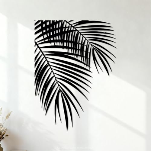 Plante à feuilles tropicales et à feuilles de palmier Stickers lettrage 68x91.3cm N'abîme pas le mur Noir