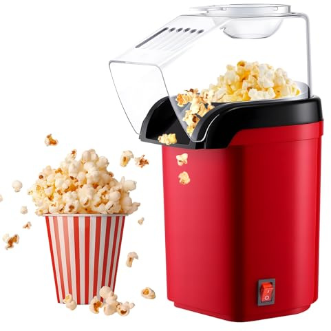Machine À Pop Corn, Machine À Popcorn À Air Chaud, 1200w Air Chaud Sans Gras Huile Popcorn Maker, Machine À Pop-Corn À Air Chaud, Machine Pop Corn Rétro, Fonctionnement À Un Bouton, Prêt En 3 Minutes