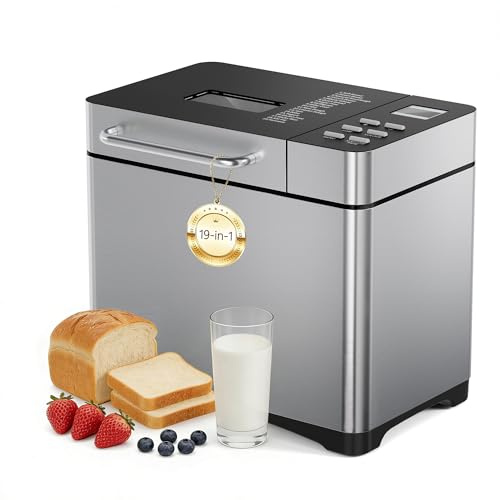 JUMMICO Bread Maker Machine 19-in-1 | Wake Up to Fresh Bread Every Morning – 15-Hour Delay Timer | 1kg Capacity, 3 Crust Settings & Keep Warm | Perfect for Gluten-Free, Dough, Jam & Yogurt