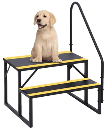 Heavy‑Duty 2‑Step RV Stairs with Handrail – Portable Steel Hot Tub & Caravan Steps, Non‑Slip Treads, Foldable Mobile Home Stair Ladder for Camper, Motorhome, Patio, Pool