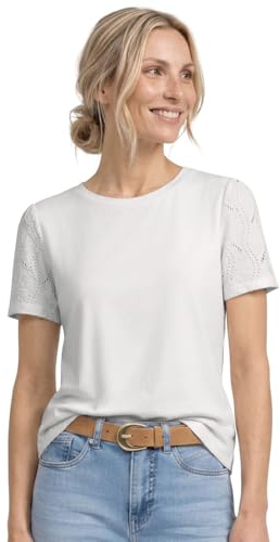 Street One T-Shirt mit Spitzenärmeln Off White 38