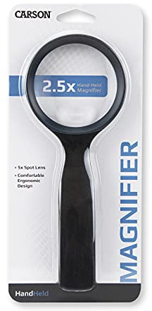 Carson HandHeld loupe à main compacte, grossissement de 2,5x, avec une petite lentille incorporée, grossissement de 5x (JS-40)