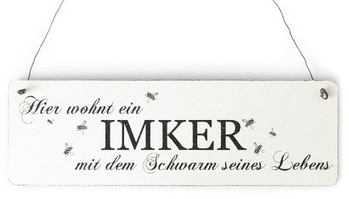 Interluxe DAS ORIGINAL! Shabby Vintage Schild Türschild HIER WOHNT EIN IMKER Dekoration Geschenkidee Holzschild Landhaus Chic