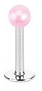 Taffstyle® Piercings - Lippenpiercing Lippe Schmuck Piercing Labret Stecker Lippenstecker Perlmutt Perlen Design - Rosa / 1,2mm x 8mm x 3mm