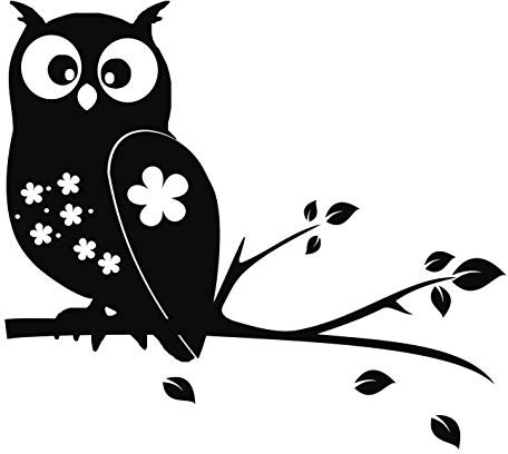 kleb-Drauf® | 1 Eule auf AST | Schwarz - glänzend | Wandtattoo Wandaufkleber Wandsticker Aufkleber Sticker | Wohnzimmer Schlafzimmer Kinderzimmer Küche Bad | Deko Wände Glas Fenster Tür Fliese