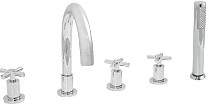 Welfenstein 5-Loch Wannenrandarmatur WRA-105W4 Kreuzgriff Armatur für Badewannen