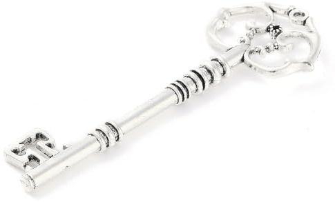 Charming Beads Metal Alloy Key Pendant Antique Silver 81mm