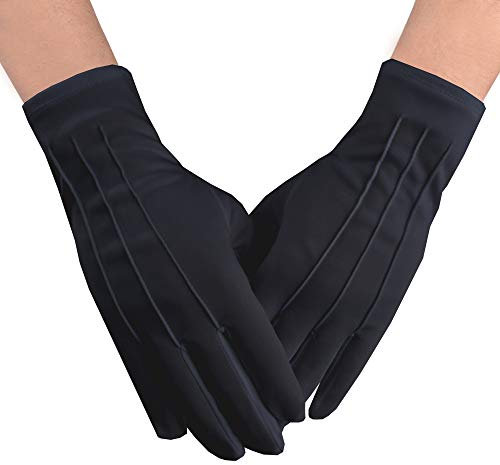 JISEN Herren Polizei-Smokinghandschuhe für Herren, formelle Smoking, Honor Guard, Parade, Nylon, Baumwolle, 26 cm, Schwarz , Einheitsgröße
