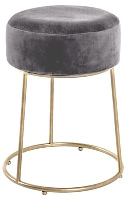 HAKU Möbel Hocker anthrazit, Gold, MDF, Metall, Textilgewebe - Maße: H 46 cm x Ø 30 cm, Style: Art Deco