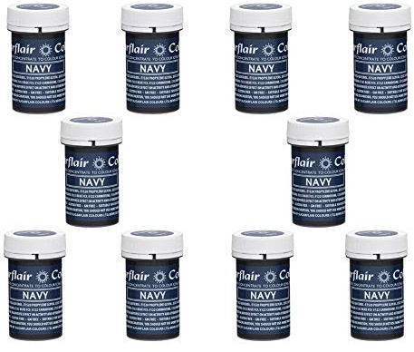 Sugarflair Spectral Navy Blue Food Colouring Paste, Highly Concentrated for Use with Sugar Pastes, Buttercream, Royal Icing or Cake Mix, Vibrant Colour Dye - 25g (Pack of 10)
