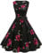 Gardenwed Robe de Soirée Cocktail Vintage Femme Années 40 50 60 Pin up Style Audrey Hepburn Rockabilly Swing Col Rond sans Manche Black Rose 2XL