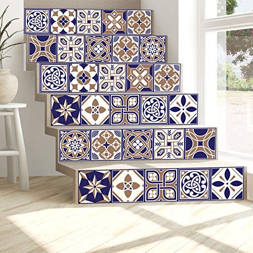 WALPLUS Credence Adhesive for Kitchen Tiles Wall Adhesive Bathroom Tiles Heat Resistant Reusable Royal 24 Pieces 15 cm (6 Inches)