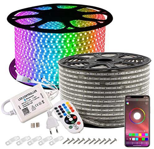 GreenSun Ruban à LED, étanche, 20m RGB Bande LED Lumineuses aux couleurs changeantes avec une télécommande Bluetooth à 24 Touches Pour Fête de Noël, Les Jardins, Maisons