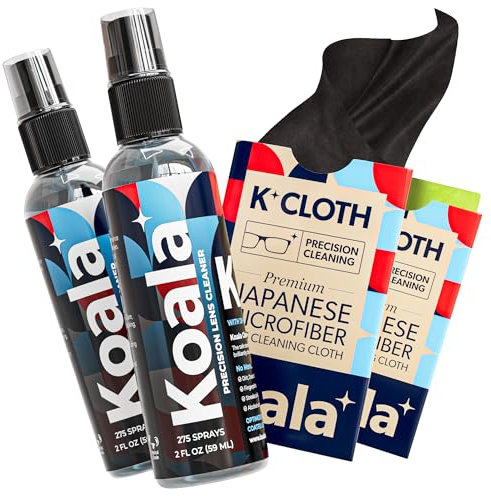 Koala Kleaner - Kit de limpieza de lentes de cristal sin alcohol para limpiar lentes y pantallas, 2 paños, 2 Ounce (x2) + 2 cloths, 1
