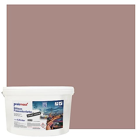 Preismaxx Silikonharz Fassadenfarbe, Schokobraun Braun 2,5L hochwertige, matte, wasserabweisende Aussen-Dispersion, sehr guter Regenschutz - Abperleffekt