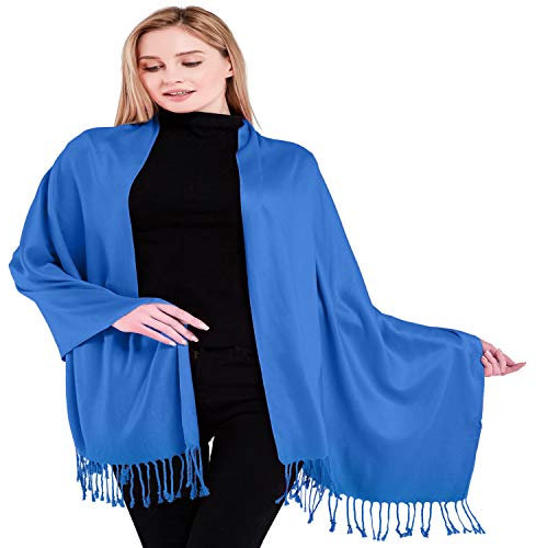 CJ Apparel Blau Einfarbiges Design Nepalese Schal Zweite Wahl Schal Stola Pashmina NEU