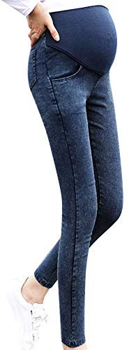 Femme Grossesse de maternité Leggings Jeans Pantalons Skinny Grossesse Slim Pantalon Extensible Pantalons Vêtements Leggings (M, Bleu)