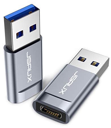 JSAUX Adapter USB C auf USB A 3.1/3.0 Adapter [2 Stück], Typ C Weiblich auf Typ A Männlich Kompatibel mit iPhone 15 14 13 12 Pro Max, Samsung S21/S20/S10/Note 20, Google Pixel 4/4a XL, Grau