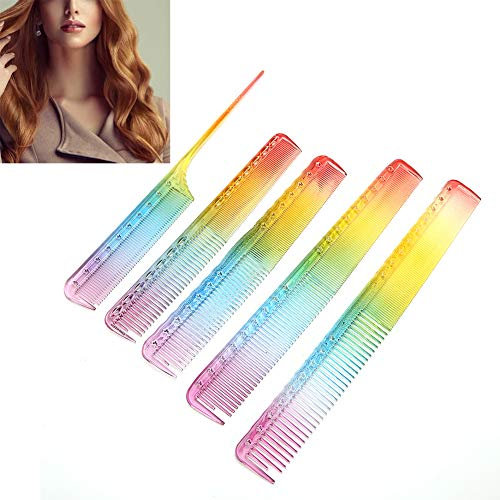 5 Stück Buntes Haar Kamm Set, Professionelle Haarschneidekämme Friseur Styling Kämme Feiner Dressing Kamm, für Salon Barber Shop