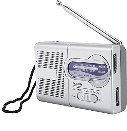 Elprico Receptor de Radio Portátil BCR119, Am FM DSP Chip Transistor Radio, Mini Radio de Bolsillo con Conector para Auriculares con Altavoz