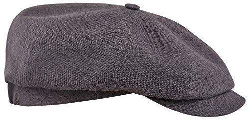 Sterkowski Model Rowdy | Newsboy Cap aus 100% Leinen für Damen und Herren | Luftige 8-Panel Paperboy Cap, Mittelgrau, 57 EU