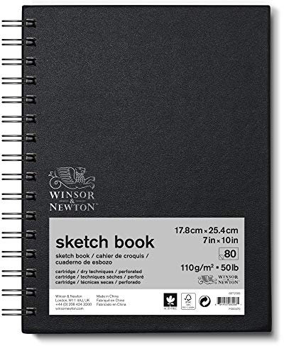 Winsor & Newton 6672009 Skizzenbuch mit Spiralbindung - 80 Blatt Skizzenpapier mit mikroperforieten Blättern in 17,8 x 25,4cm