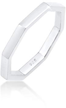 Elli Ring Damen Pinky Achteck Form Geo Look 925 Silber