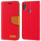 Oxford Stoff und PU Leder Flip Handyhülle Kompatibel mit ZTE Blade V10, Robuste Klapphülle mit Kartenfächern und Magnetverschluss (Rot)