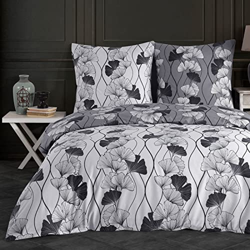Buymax Bettwäsche 155x220 cm 4-teilig – Bettwäsche Set Renforcé 100% Baumwolle, 2 x Bettbezug 155x220 cm und 2 x Kissenbezüge 80x80 cm, Oeko-TEX, Reißverschluss, weich und atmungsaktiv