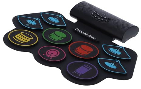 Drum Pad E-Drum Pad Set 100‑240V MD862M Bluetooth MIDI Faltbares Schlagzeug mit Batterielautsprecher(EU-Stecker)