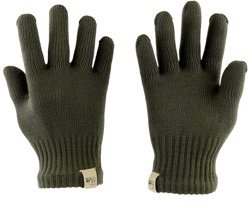 Minus33 Merino Wool Glove Liner - Warmer Baselayer aus Merinowolle - Gefütterter Skihandschuh - Olivgrün - L
