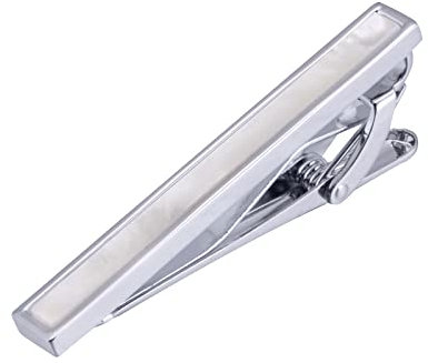 Jonwo 4.5cm Perlmutt Krawattenklammern für Herren In Geschenkbox Herren Krawattennadeln Silber/Gold Tie Clip Krawatte Geschäft Jubiläum Geschenk Hochzeit (Silber Krawattenklammern)