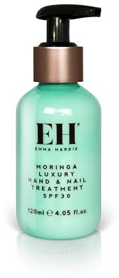 Emma Hardie Moringa Luxus-Hand- und Nagelbehandlung mit LSF 30 UVA- und UVB-Sonnenschutz, schützt vor Sonnenschäden, spendet Feuchtigkeit, beruhigt und pflegt die Haut, vegan und tierversuchsfrei, 120