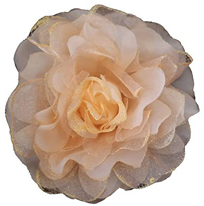 KABELIF Pfingstrose Blume Brosche, Blume Ansteckblume, Blume Haarspange, Haarclip Blume, Haarblume Haarblüte Haarschmuck für Mädchen Frauen Party Strand Hochzeit (Champagner)