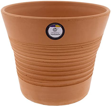CERÁMICA RAMBLEÑA | Macetas de Barro Rojo | Macetas Decorativas | Macetas de cerámica | Macetas Exterior | Modelo J47 | Decoración 100% Hecho a Mano | 25x25x21 cm
