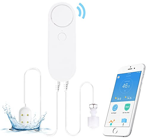 Wasserleck Detektor, 2 in 1 Doppelte Sonde WiFi Wasser Alarm Sensor Wasserstandssensor mit 90dB Leck- und Tropfalarm