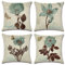OCEUMACO Leinen Kissenbezug 50x50 Vintage Blumen Kissenhülle 4er Set Quadratisch Sofakissen Dekokissen Bezug für Couch Butterfly Kissen Kissenbezüge Outdoor Deko Zierkissen Couchkissen - Grün