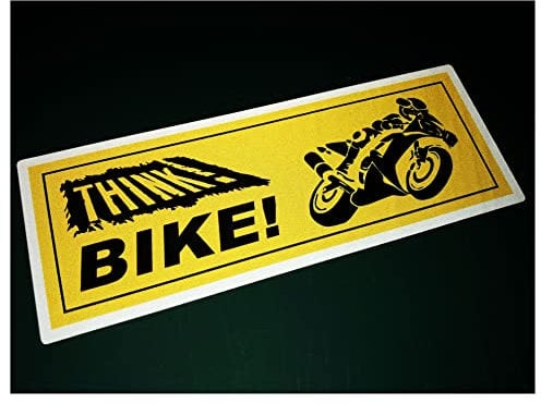 Think Bike Original REFLECTIVE Motorcycle Road Safety Printed Self Adhesive Car Bumper Window Sticker Decal