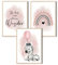 MeinBaby123® I Bilder Kinderzimmer | 3er Set DIN A4 Poster Set | Wandbilder | Kinderzimmer Poster | (Zebra & Luftballon rosa)